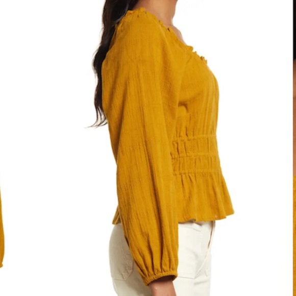 NWT Madewell Sophia Textured Plaid Cotton Gold Top Medium - Picture 3 of 11